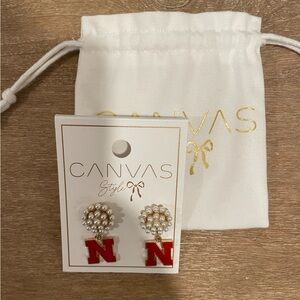 Nebraska Huskers Canvas Style Earrings BRAND NEW, NWT